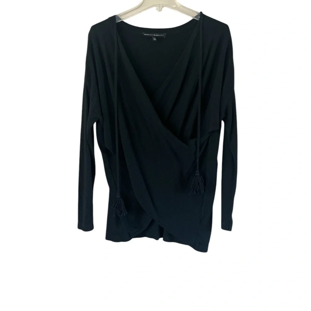 White House Black Market Layered Front Sweater Black Size Small Wool/Cashmere